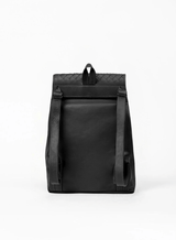 woven backpack in black from spring collection back view.