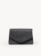 woven belt bag in black without strap from womens bags collection showcasing front-view.