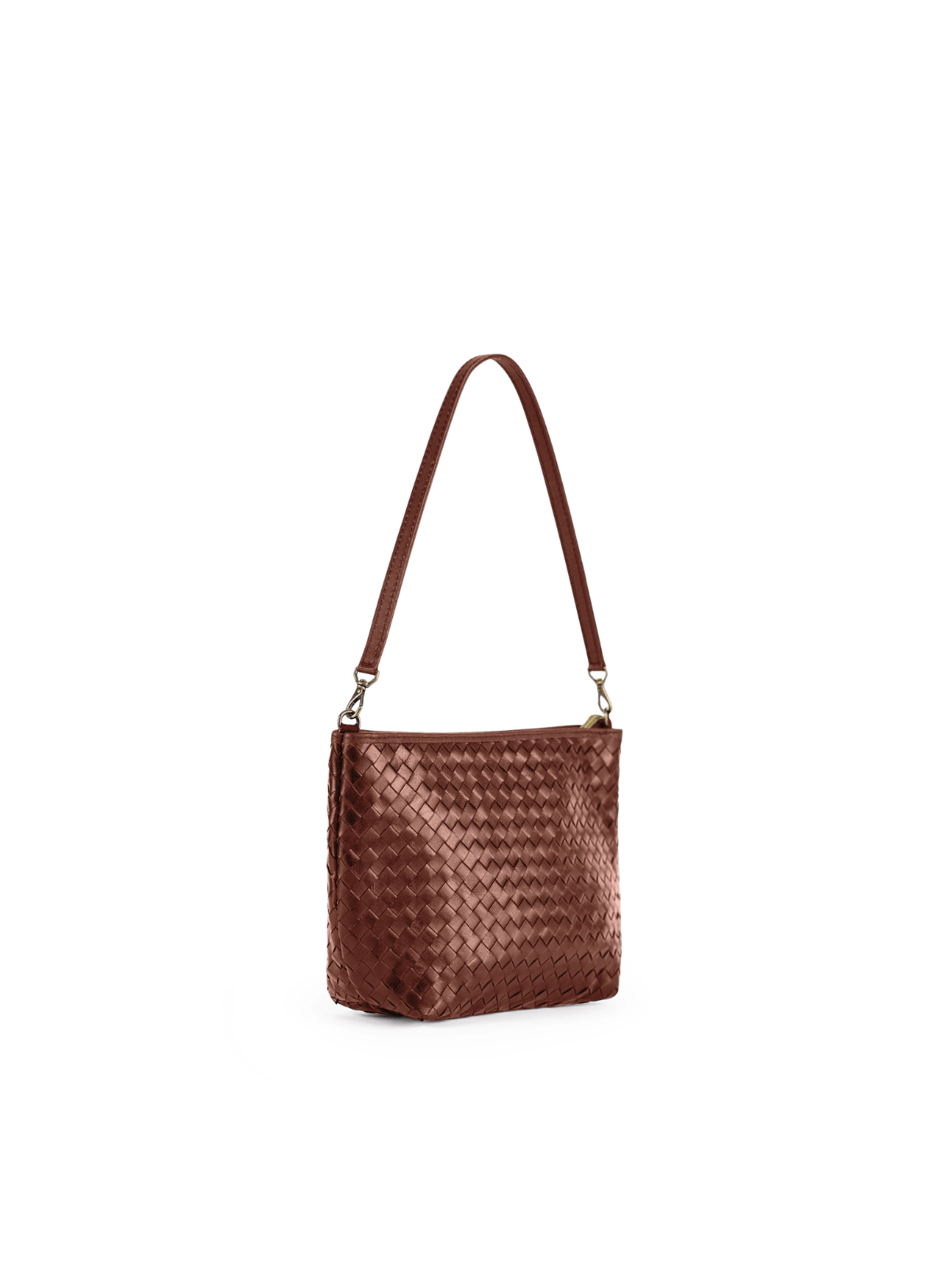Mahogany woven shoulder bag - side view, Fall/Winter collection
