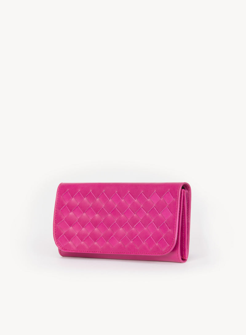 trifold wallet in pink on spring sale side-view.